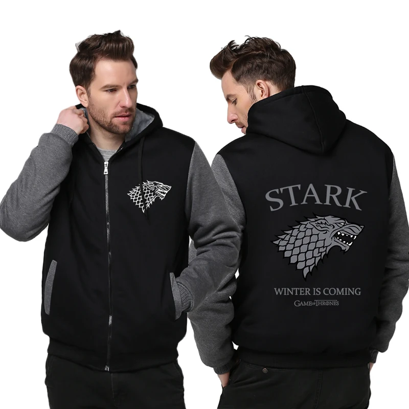 

Practical Thicken Cold Proof Hoodie Zipper Coat Game of Thrones Direwolf Ghost House of Stark Jacket Sweatshirts MEN WOMEN Top