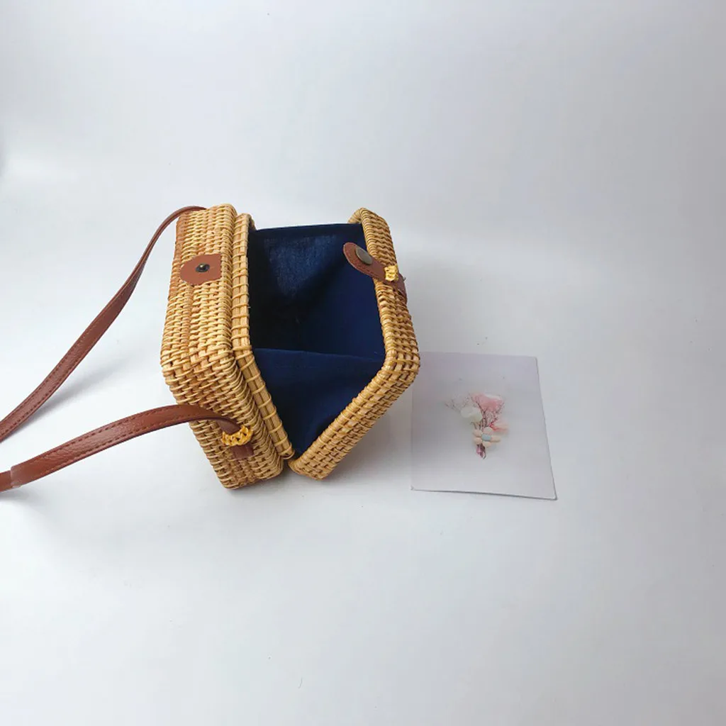 Круглые соломенные сумки женская летняя плетеная Сумка из ротанга ручная работа тканая пляжная сумка через плечо круг Богемия роскошные сумки женские дизайнерские сумки