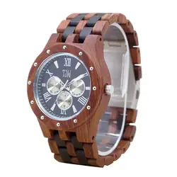 Лидер продаж простые Для мужчин Дерево Часы деревянные планки часы кварцевые часы человек Повседневное наручные LL @ 17