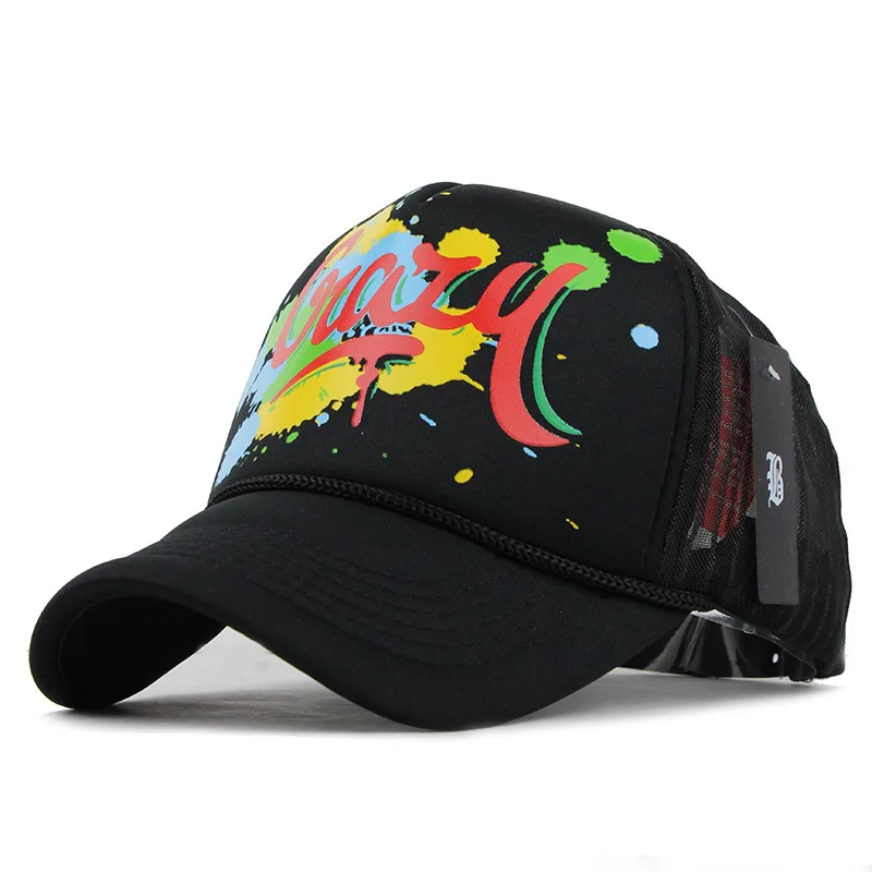 [FLB] 12 видов стилей,, унисекс, акрил, 5 панелей, регулируемая бейсболка, летние сетчатые кепки, Snapback, бейсболка, мужские облегающие кепки - Цвет: F227 ciazy black