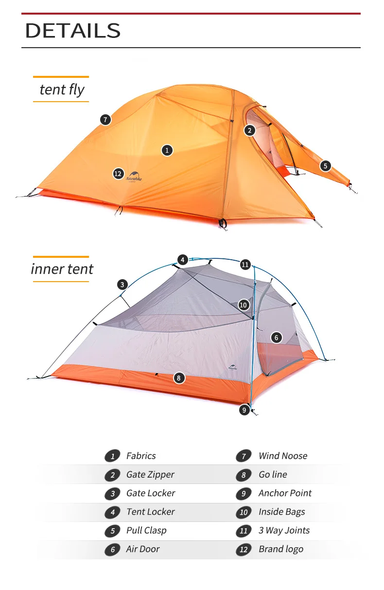 Barraca da Família Tendas de Campismo Pólo de Alumínio da Barraca Barraca de Acampamento ao ar Naturehike Viagem Caminhadas Tenda 1 3 Pessoa à Prova d' Água Dupla Camada de Acampamento ao ar Livre 10 tendas de acampamento à prova ddouble água