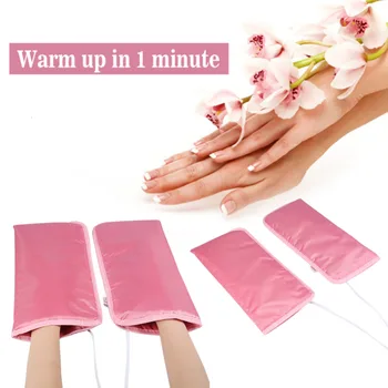 

1 Pair Electric Nail Manicure Gloves Heated Mitts Infrared Wax Therapy Treatment SPA Warmer For Foot and Hand Care Mittens Tools