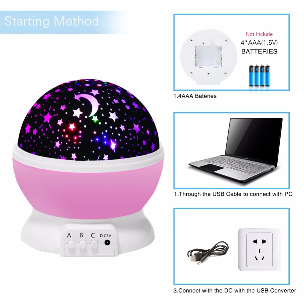 Звездное небо Проектор луна лампа Звездная ночь свет LED звезда lampara luna USB спальня