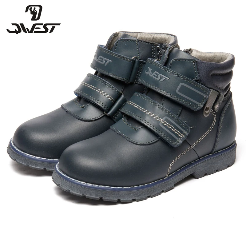

QWEST(by FLAMINGO) Autumn/winter Keep warm Boot High Quality Lace-Up Anti-slip Children Shoe for Boy Free shipping 82B-XY-1015