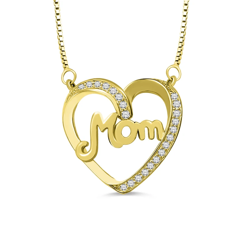 mom heart necklace with birthstones