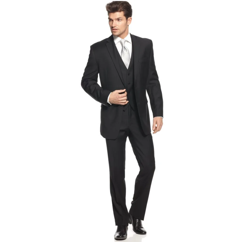 48 (1) Custom Made Black Groom Formal Wedding suit for men Groomsman Suit Men Suits Jacket+Pants+Vest classic fit Bridegroom Suit