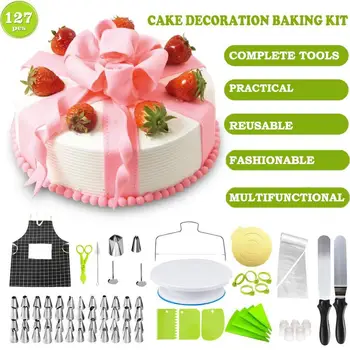 

127pcs/lot Baking Tools For Cakes Icing Piping Nozzles Set Cake Decorating Tools Cake Smoother Pastry Bag Bakery Accessories