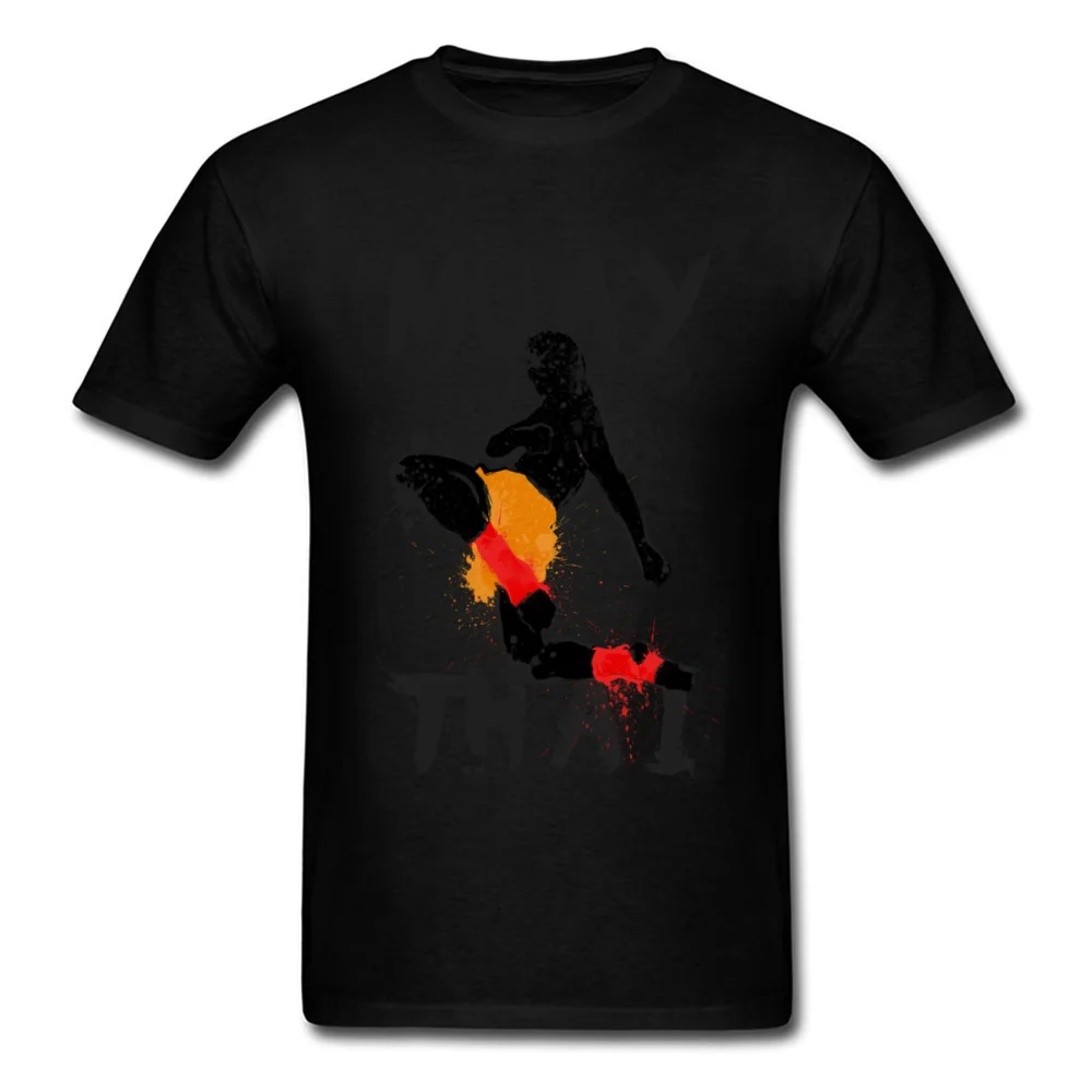 Geek Muay Thai Fighter Men Top T-shirts New Arrival Summer Short Sleeve Crewneck 100% Cotton Tees Design Tee-Shirts Muay Thai Fighter black