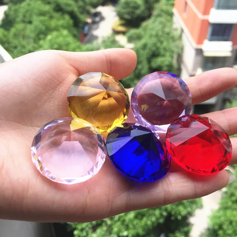 Ornament Crafts Miniature Ornament Crystal Ornament Crystal Stone Ornament Glass Ornament 30mm K9 Crystal Faceted Diamond Birthday Gifts Paperweight Decorative Cut Glass Giant Gemstone Wedding Office Desktop Ornament