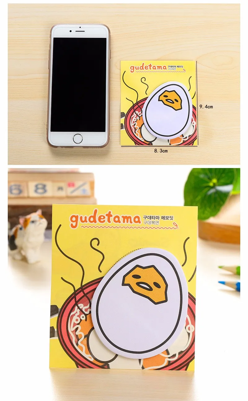 Мультфильм Новое поступление Gudetama ленивое яйцо мини блокнот Липкие заметки Эсколар Papelaria школьные принадлежности наклейка-закладка