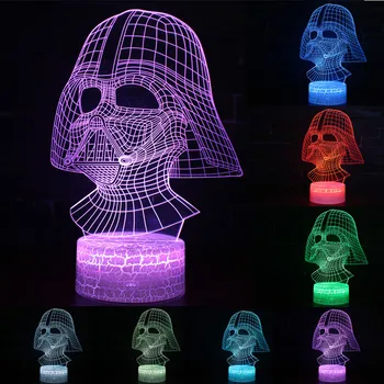 

3D Illusion Star Wars Darth Vader Figure 7 Color LED Remote Control Touch Sleeping Nightlight Glow In The Dark Darth Vader Mask