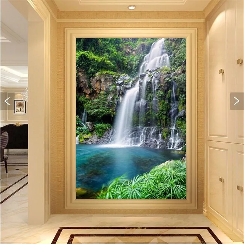 wall-paper-3d-art-mural-HD-waterfall-lake-grass-Restaurant-Hotel-wallpaper-Home-Decor-Modern-Wall