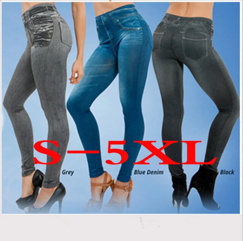 WPCZQVZA новые женские леггинсы Высокая талия карандаш модные имитация джинсовые
