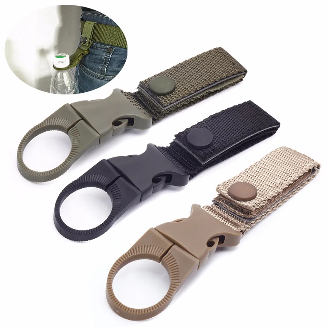 New Outdoor Military Water Bottle Hanging Webbing Buckle Hook Holder Belt Clip For Climb Carabiner Belt Backpack Hanger Camp