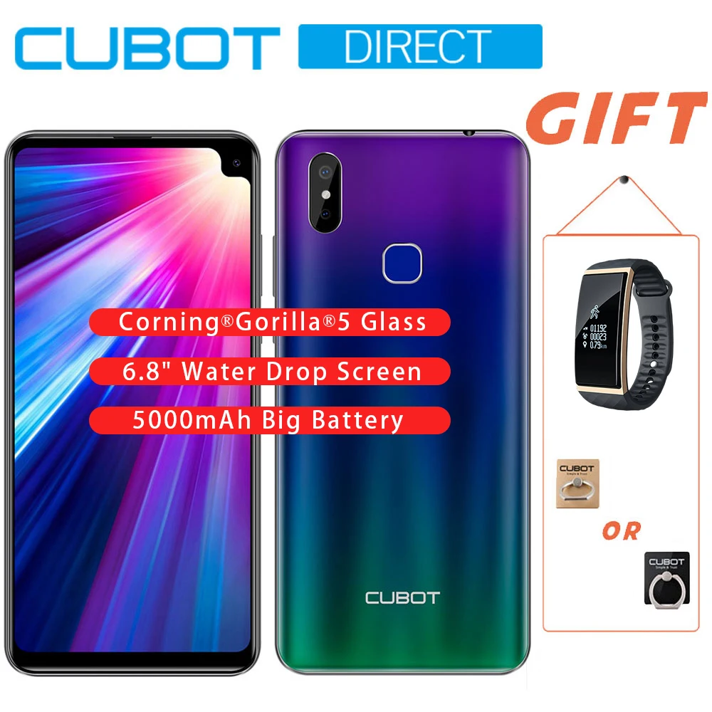 

Cubot Max 2 Smartphone Octa-Core 6.8" 5000mAh Type-C 4GB+64GB Android 9.0 Dual Camera 12MP 4G LTE Face ID Corning Gorilla Glass