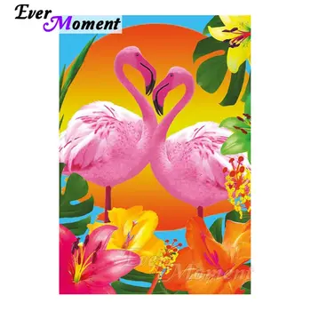 

Ever Moment Diamond Painting Flamingo Flower 5D DIY Picture Mosaic Rhinestone Decoration For Home Diamond Embroidery S2F489