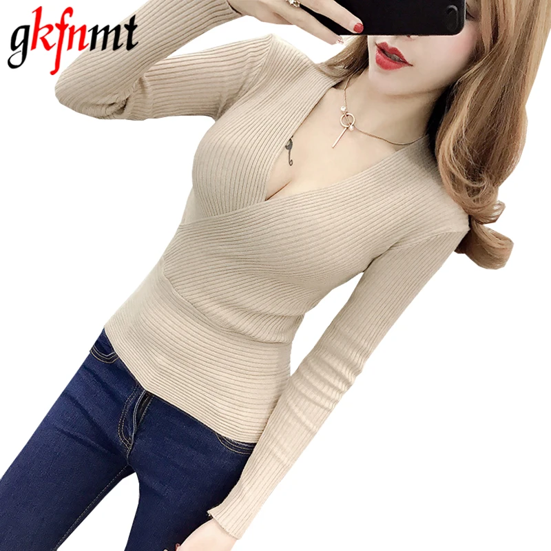 High Elastic Knitted Sweater Woman Sexy V-Neck Women 2018 Women Sweaters And Pullovers Korean Long Sleeve Pull Femme Red High Elastic Knitted Sweater Woman Sexy V-Neck Women 2018 Women Sweaters And Pullovers Korean Long Sleeve Pull Femme Red