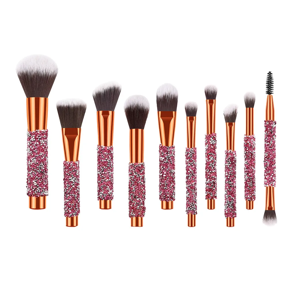 

10x Pro Makeup Brushes Set Foundation Powder Eyeshadow Eyeliner Lip Brush Tool Pink Makyaj Fırça Setleri Pinceaux Maquillage