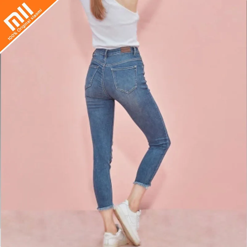 

Authentic Xiaomi COTTONSMITH ladies fashion denim jeans Casual women's brand retro skinny Summer wild denim jeans HOT