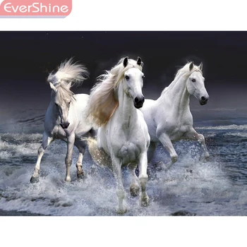 

EverShine Diamond Embroidery Animals Picture Of Rhinestone Diamond Painting Full Square/round Horse Cross Stitch Home Decoration