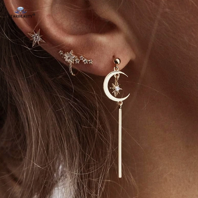 3 Pcs Lot Hot Bright Star Golden Moon Bijoux Tragus Piercing Helix Piercing Ear Jewelry Ear Cuff Tassel Earrings Pircing Jewelry Body Jewelry Aliexpress