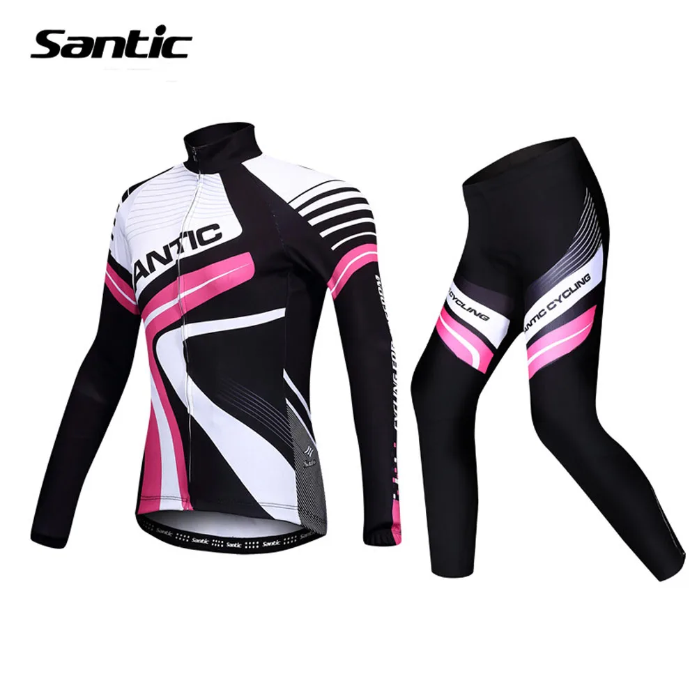 

Cycling Jersey Winter Fleece Long Sleeve Bicycling Jersey Suits Woman Cycling Padded Bike Clothing Ciclismo Jersey Santic