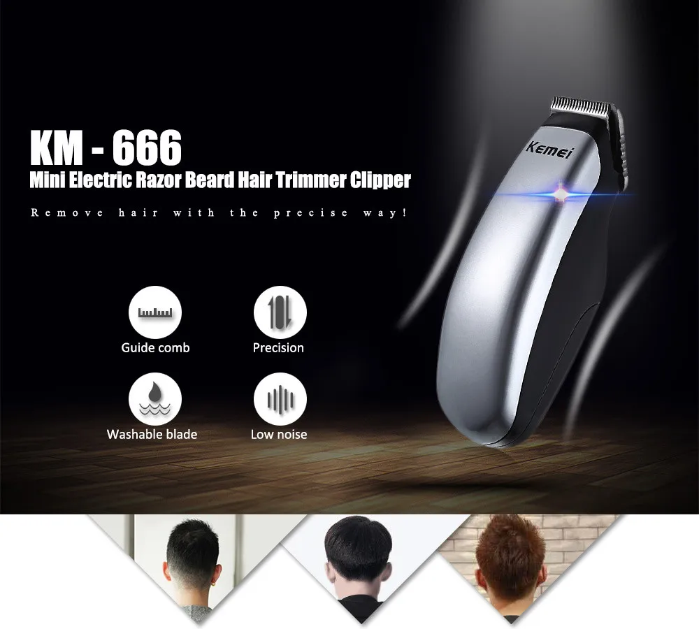 Kemei KM-666, дизайн, электрическая машинка для стрижки волос, мини триммер для волос, машинка для стрижки бороды, Парикмахерская Бритва для мужчин, стильные инструменты