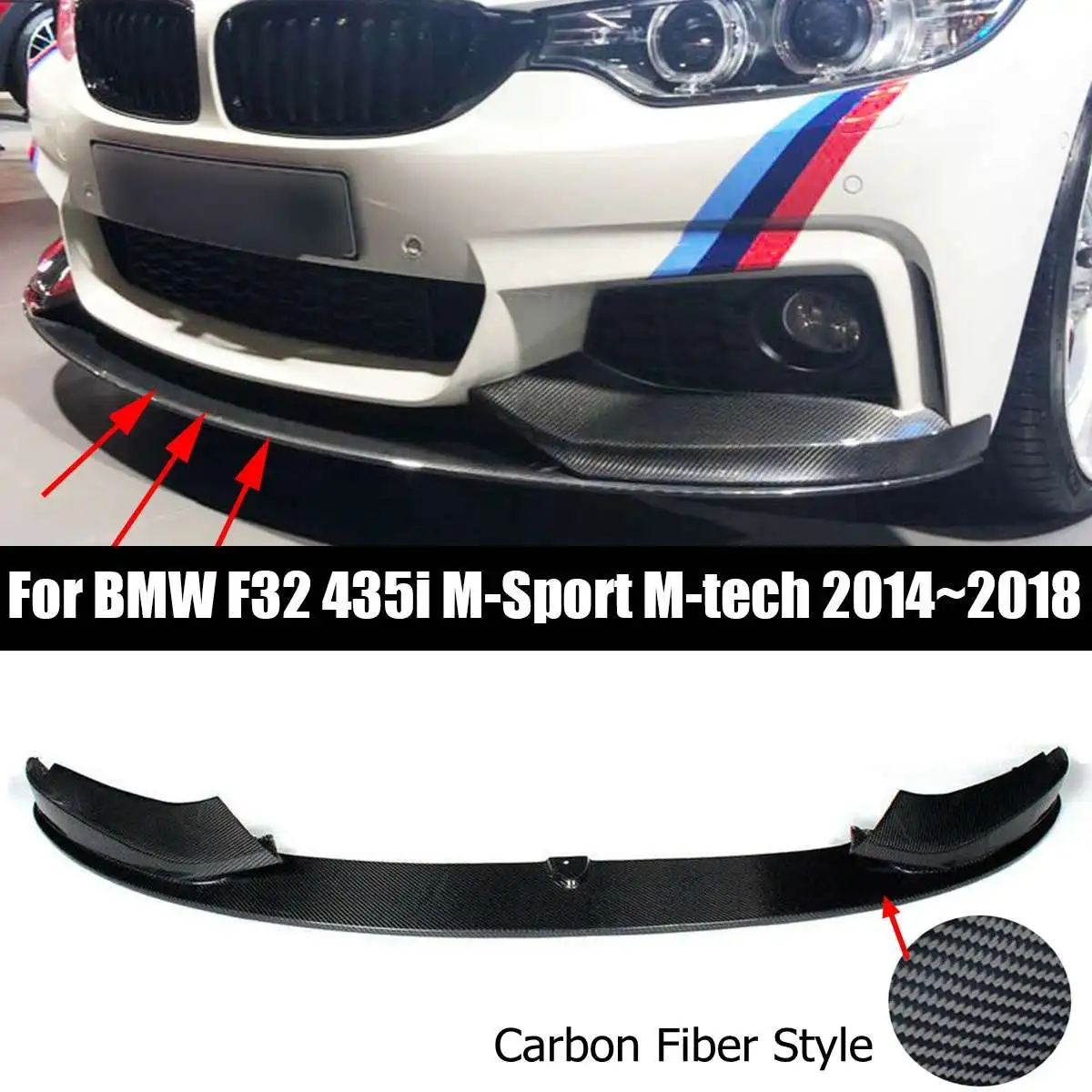 

NEW Car Front Bumper Lip Spoiler Splitters Carbon Fiber Black Lip Chin Spoiler For BMW F32 435i M Sport M tech 2014 - 2018