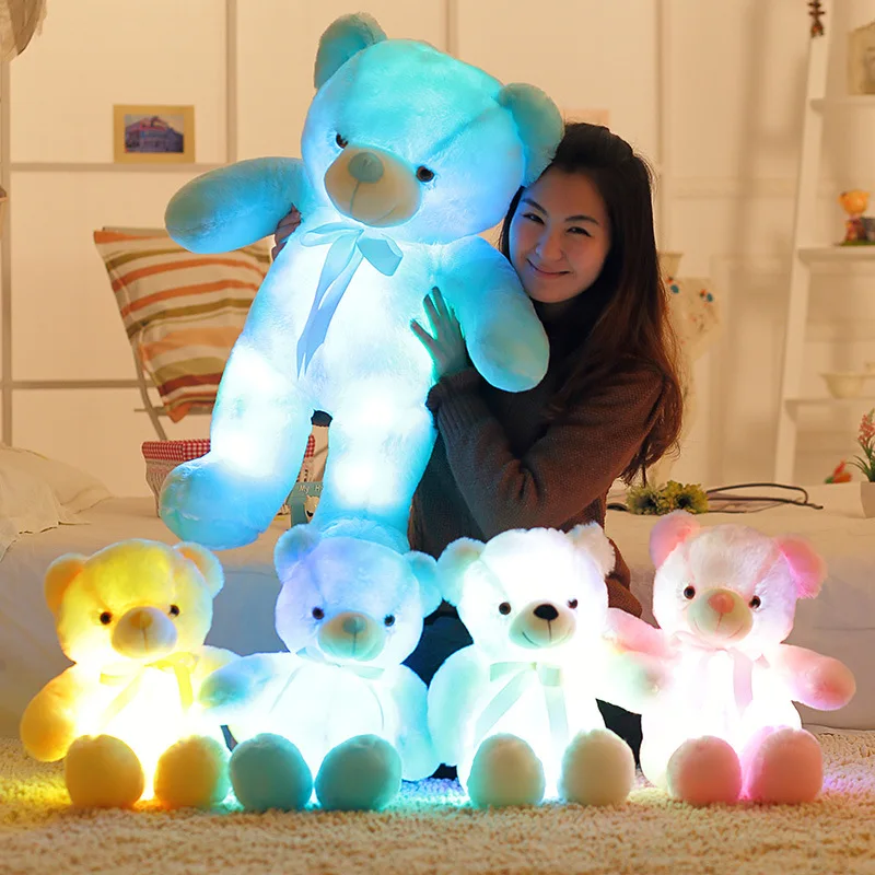 Световой 30/50/80 см творческий загорается светодиодный Тедди Набивная игрушка «Медведь» плюшевые игрушки красочные светящиеся Teddy Bear Рождественский подарок для детей