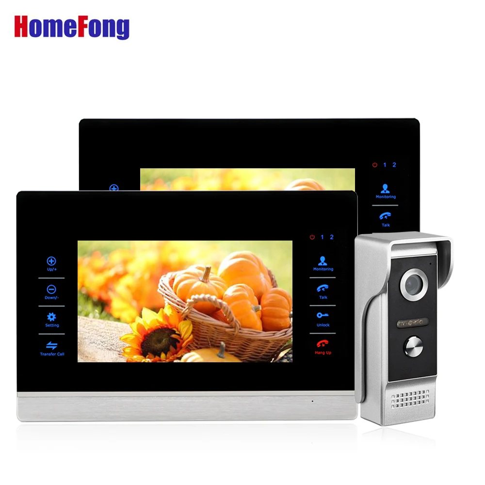 

Homefong 7 Inch Video Doorbell Wired Home Intercom Camera System Video Goalkeeper 2 Indoor Monitors And 1 Outdoor Camera Record