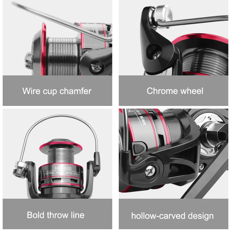 

Portable Spinning Fishing Reel Metal HB1000-HB6000 Series Wheel Sea Boat Fishing Tackle YA88