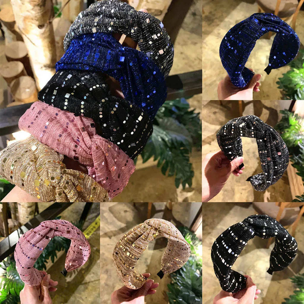 Женская новая модная Кружевная повязка на голову с бантом и кристаллами, тканевая повязка на голову, Женская повязка на голову, аксессуары для волос, аколки для волос Z5