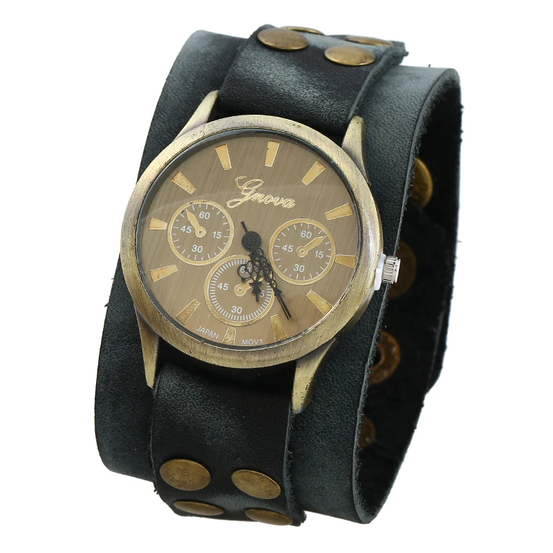 Gnova Platinum Japanese Movement Vintage Genuine Leather Men Watch