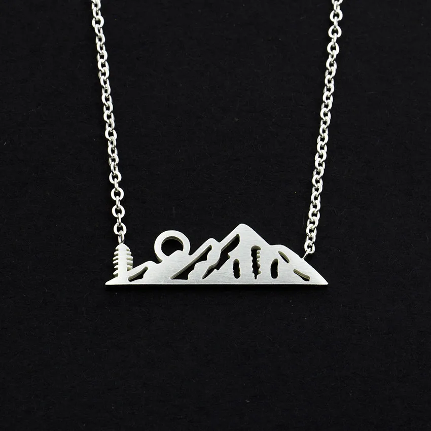 Wholesale 10ps Stainless Steel Mountain Top Sun Chain Necklaces Minimalist Hiking Nature Outdoor Jewelry For Climbing Hiker Gift Wholesale 10ps Stainless Steel Mountain Top Sun Chain Necklaces Minimalist Hiking Nature Outdoor Jewelry For Climbing Hiker Gift