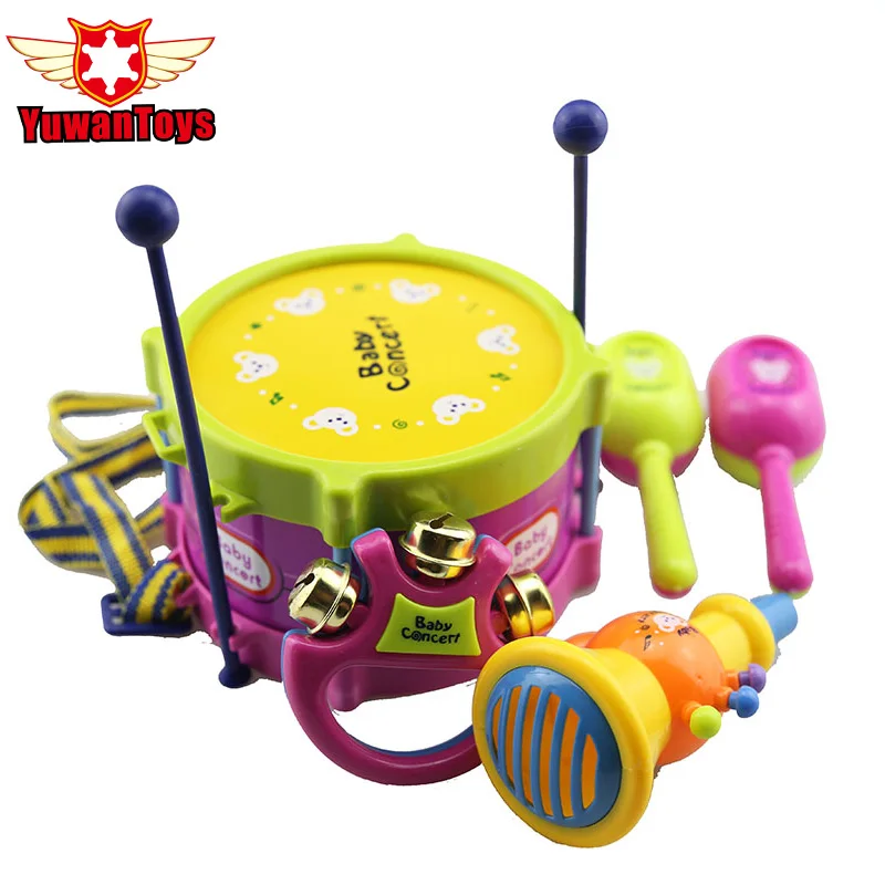 5pcs set Musical Instruments Playing Educational Baby Kids Roll Drum Musical Instruments Band Kit Children Toy