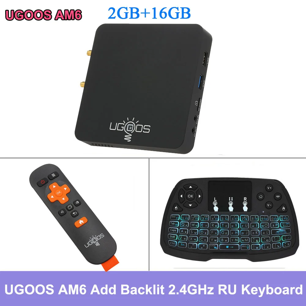 ТВ-бокс UGOOS AM3/AM6 Android 9,0 2 GB/16 GB 2,4G& 5G WiFi телеприставка Amlogic S922X 1000M LAN BT 5,0 4K HD Smart медиаплеер - Цвет: 2G Add RU-Keyboard