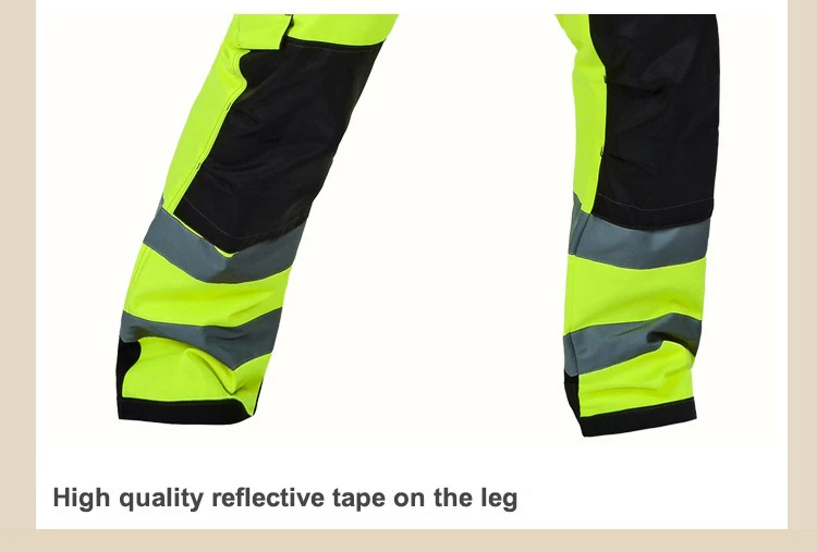 Bauskydd Men Working Pants Reflective High visibility Multi-pockets Work Trousers With Knee Pads Workwear Safety Cargo Pants (27)