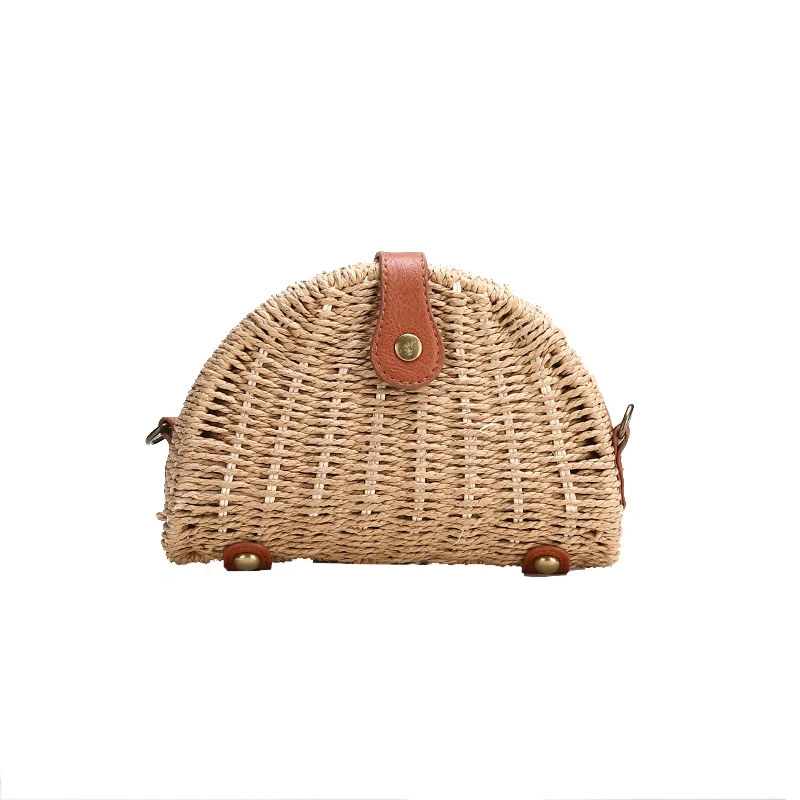 

Women Shell Rattan Bali Straw Shoulder Bag Half Moon Travel Beach Bag Women Messenger Bags Ladies Small Crossbody Bag Bolsa W291