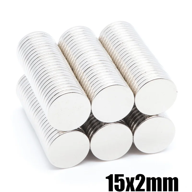 

100pcs 15x2 mm N35 Strong Neodymium Magnet 15x2mm Round Rare Earth Permanet Magnets 15*2mm Packaging Magnet Fridge Magnet