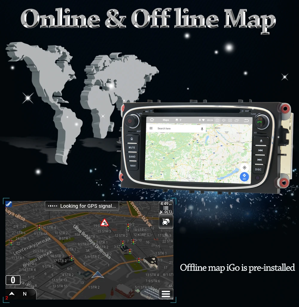 Top 7" IPS Pure Android 8.0 Car DVD Player For Ford Focus Galaxy Mondeo C-MAX S-MAX Kuga Car Radio With Bluetooth GPS Navigation 14 Top 7" IPS Pure Android 8.0 Car DVD Player For Ford Focus Galaxy Mondeo C-MAX S-MAX Kuga Car Radio With Bluetooth GPS Navigation 14