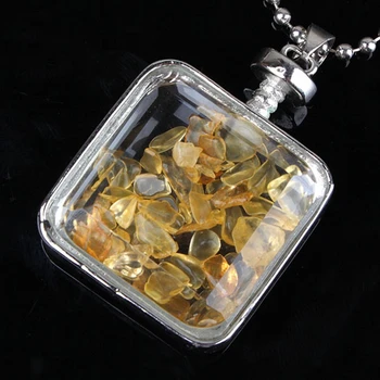 

Kraft-beads Personalized Silver Plated Wish Bottle Natural Yellow Citrines Crystal Pendant Fashion Jewelry