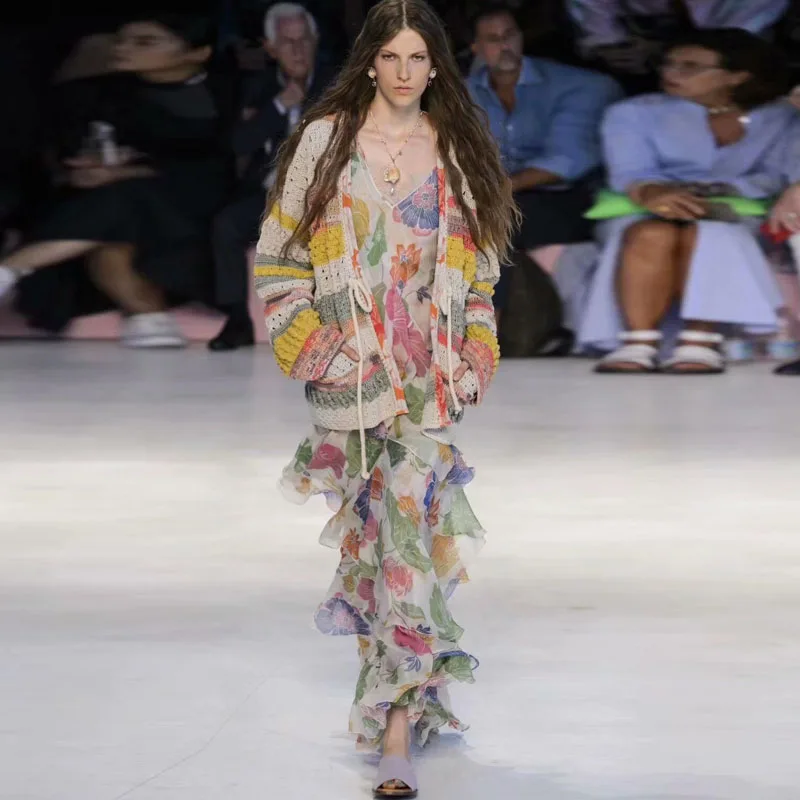 

Long Dress Beautiful High Quality New Women'S Fashion Party Sexy Boho Beach Vintage Chic Print Sunscreen Loose Chiffon Dresses