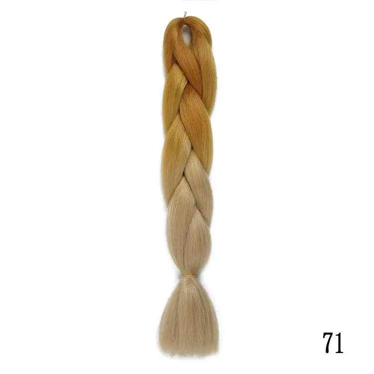 Шелковистые пряди, 24 дюйма, 100 г, Омбре, синтетические плетеные волосы для наращивания, для вязания крючком, косички, огромные косички, два тона, Омбре, цвет - Цвет: 71