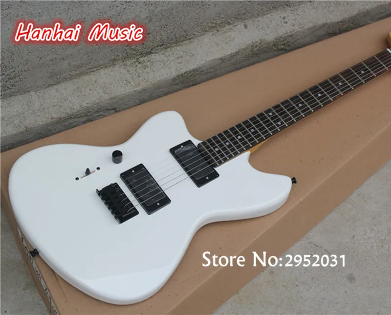 

Free Shipping-Electric Guitar with White Color,Left-hand Version,Black Hardware,Vintage Maple Neck and can be Customized