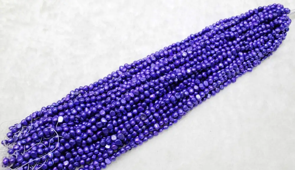 

FREE SHIPPING>@@> Blue potato shape pearl necklace 5-6mm14
