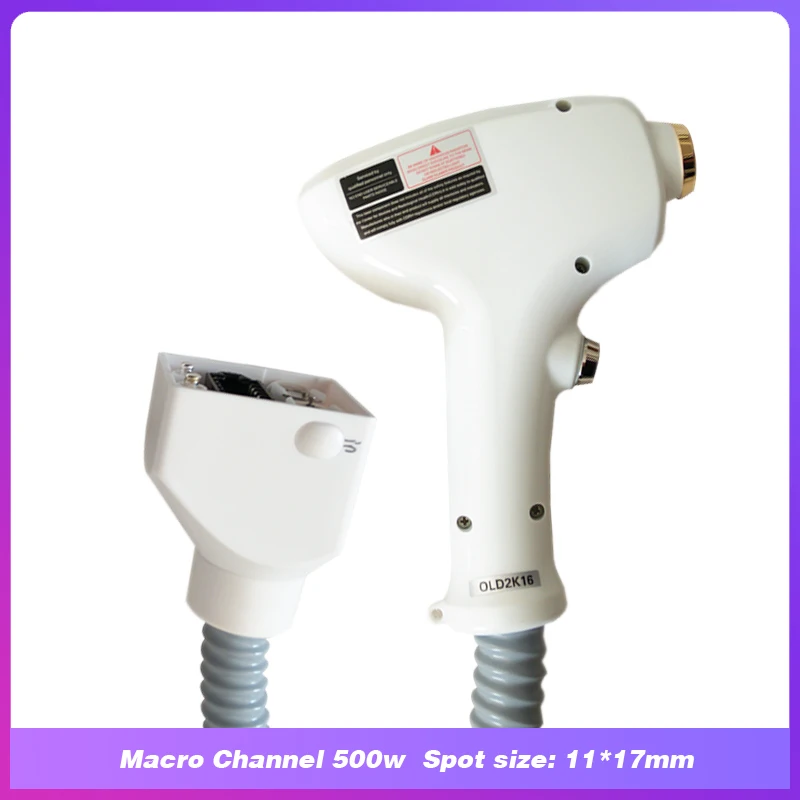 

808nm/ 810nm Diode Laser handle/ handpiece for permanent hair removal machine Macro channel 500w 11*17mm spot size