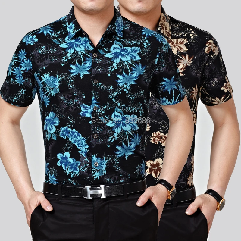QHF Mens Hawaiian Printed Shir Male Casual Printed Beach Shirts Short Sleeve Asian-Size8,L QHF Mens Hawaiian Printed Shir Male Casual Printed Beach Shirts Short Sleeve Asian-Size8,L