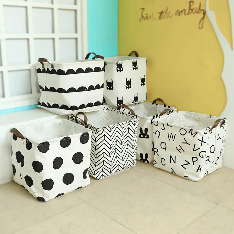 

Cotton Linen Desktop Storage Basket Sundries Storage Box With Handle Linen Desk Container Makeup Organizer Case 33*33*33cm