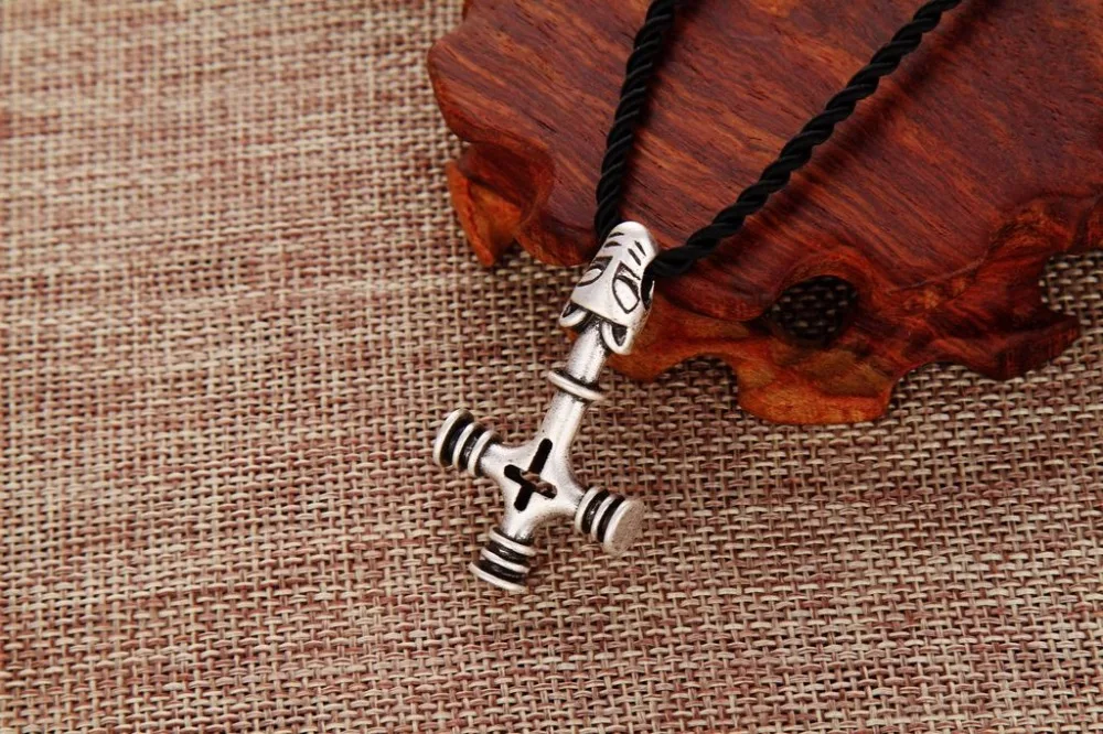 1pcs fashion men thor's hammer olaf wolf cross mjolnir pendant viking jewelry norse necklace amulet SanLan