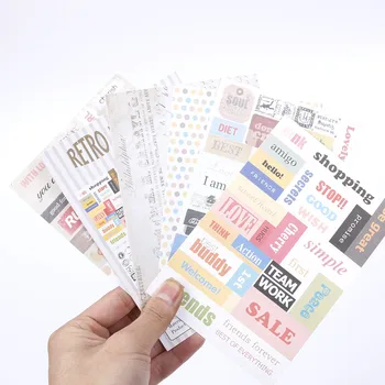 

6 sheets/pack Cartoon Letter Print Paper Sticker Vintage Stamp Sticker for Diary Scrapbooking Decor Arts Crafts Stationery